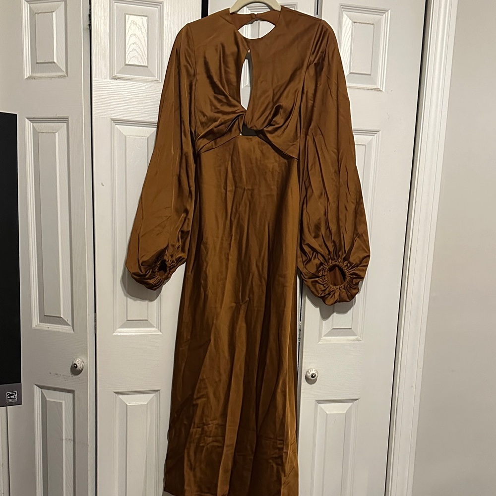 Chic Long Sleeve Brown Dress